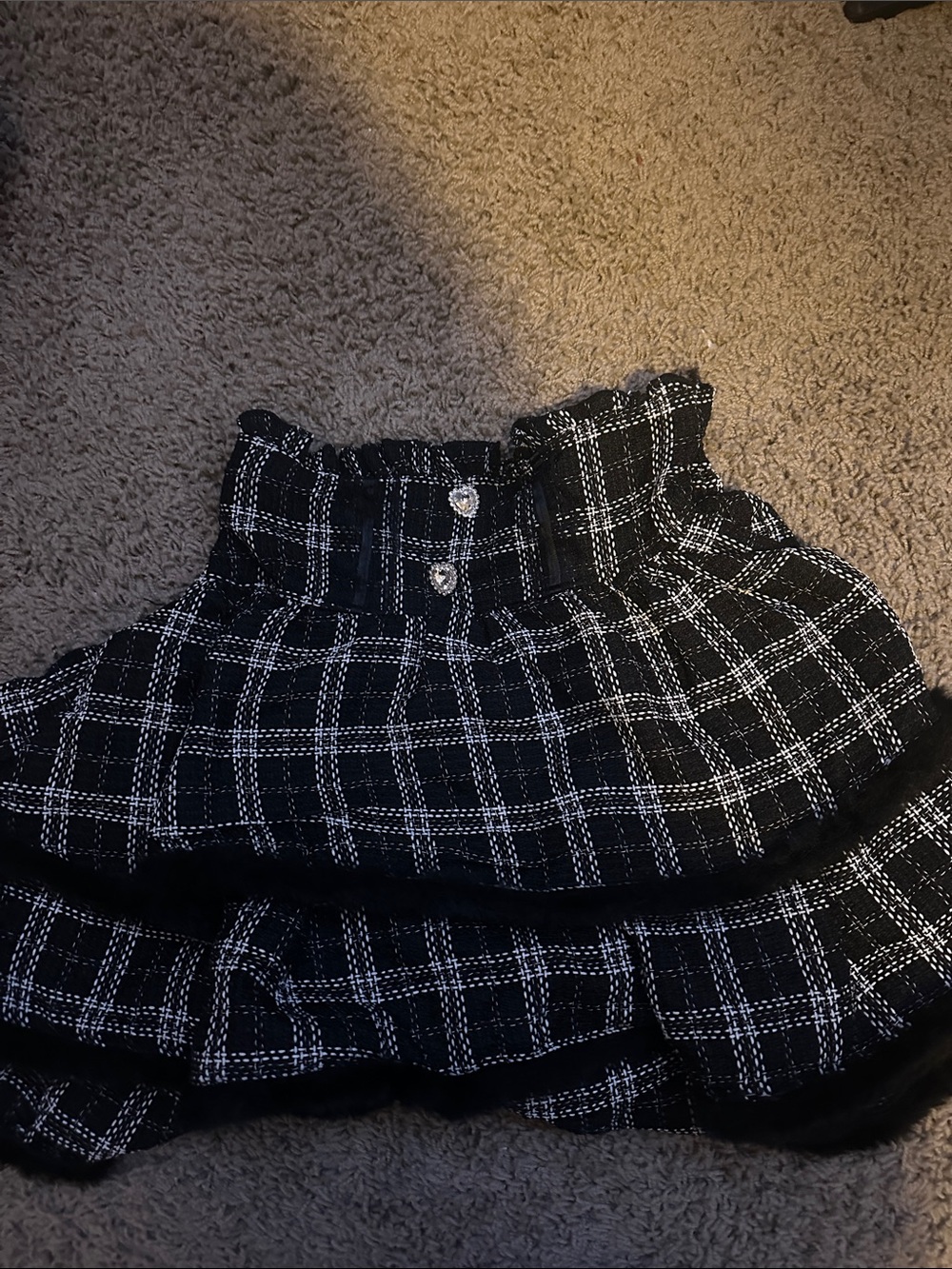 Black Plaid Ruffle Mini Skirt